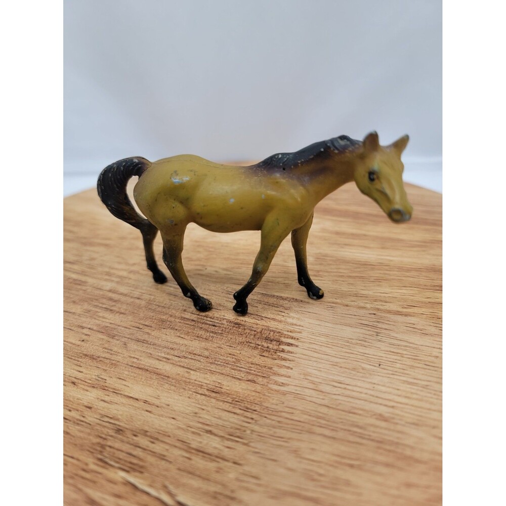 Vintage Durham Industries Metal Horse Figure Tan / Brown Black Mane 1976 2.75"